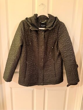 Kate Spade New York Quilted Hooded Jacket - Olive Green
